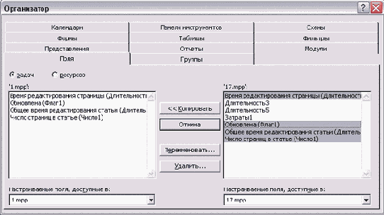 Ранее созданные поля перенесены в новый файл проекта